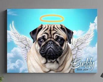 Pet Memorial Portrait/Pet Loss Memorial Portrait with Angel Wings/deceased pet/dog oil painting/best gift/