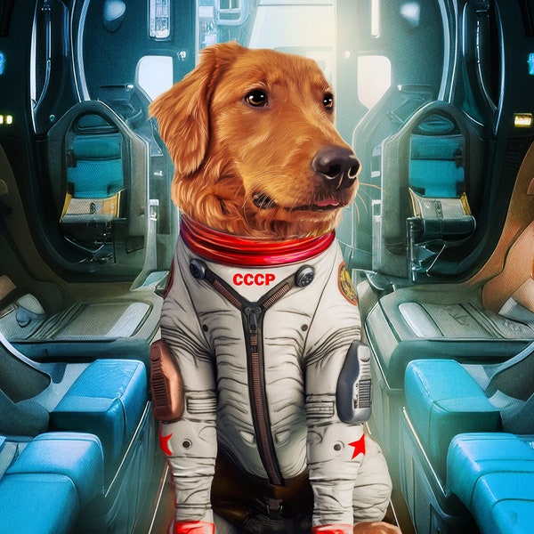 Cosmo el retrato del perro espacial, guardián de la galaxia, retrato de perro, retrato de gato, retrato personalizado de mascota, ideas de regalos, decoración de pared