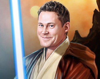 Digital Portrait | Obi Wan Kenobi | Star Wars | Human/Pet Portrait | Funny Dog Gift
