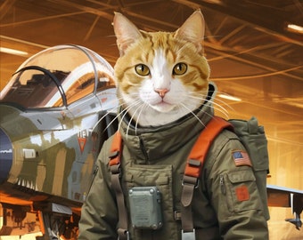 Top Gun Custom Pet Portrait - Custom Pet portrait - Funny Pet Portrait - Pet Customization - Custom Pet Portrait