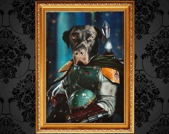 Star Wars Pet Portrait: Boba Fett Costume, Funny Gift