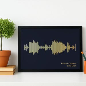 Custom Foil Sound Wave Print – Personalised Song & Artist | Gold or Silver Foil on Black or Navy | Music Gift | Wedding or Anniversary Art