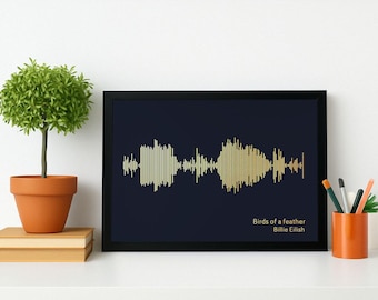 Individueller Foil Sound Wave Kunstdruck – personalisierter Song, Geschenk zum Jahrestag