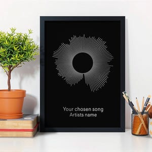 Circular Foil Sound Wave Print – Custom Song & Artist | Gold or Silver Foil | Black or Navy Paper | Music Gift | Personalised Wall Art