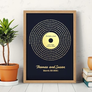 Custom Foil Song Lyrics Print – Personalized Record Art, Metallic Lyric Wall Decor