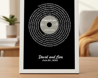 Benutzerdefinierte Songtexte Druck • Personalisierte Schallplatten Kunst • Digitale & physische Wanddekoration • Hochzeitsgeschenk für Paare