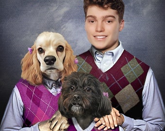Step Brothers Pet Portrait | Custom Dog Canvas, Dog Lover Gift