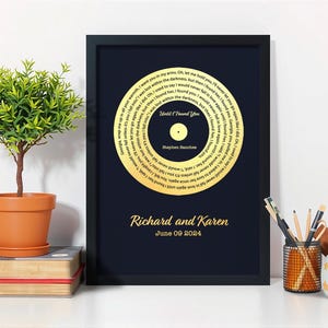Custom Foil Song Lyrics Print – Personalized Record Art, Metallic Lyric Wall Decor