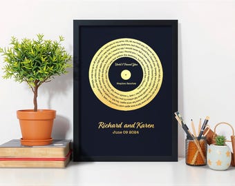 Benutzerdefinierter Folien-Songtext-Druck - Personalisierte Schallplattenkunst, metallisches Lyrik-Wanddekor