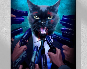 John Wick Custom Pet Portrait – Personalized Canvas Art