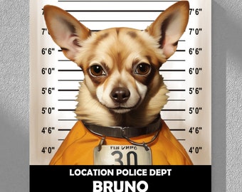 Personalized Pet Mugshot Portrait – Custom Pet Arrest Record