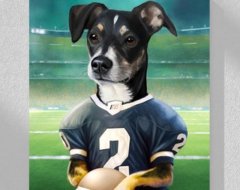 Custom Dog Portrait, American Football Team Gift