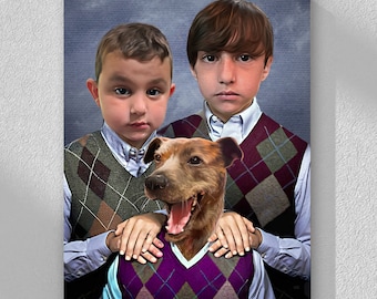 Step Brothers Human & Pet Portrait and Personalized Dog Portrait as a Dog Lover Gift Idea