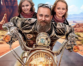 Harley Davidson Pet Portrait – Custom Motorbike Gift for Pet Lovers