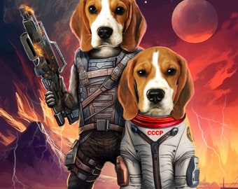 Cosmic Guardian Pet Portrait, Leinwandkunst für Hunde und Katzen