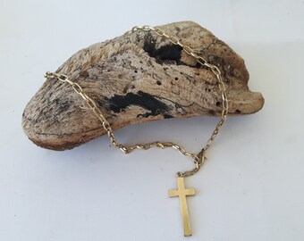 Religious Jewelry ,Vintage 1970s Cross Pendant Necklace: