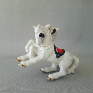 Vintage Decorative White Horses. Antique Porcelain Statue Home Decoration.