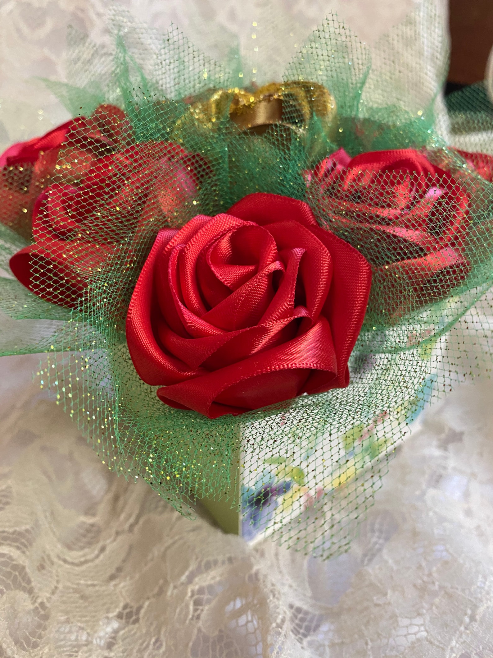 9 Ribbon Roses Bouquet please read description before Etsy