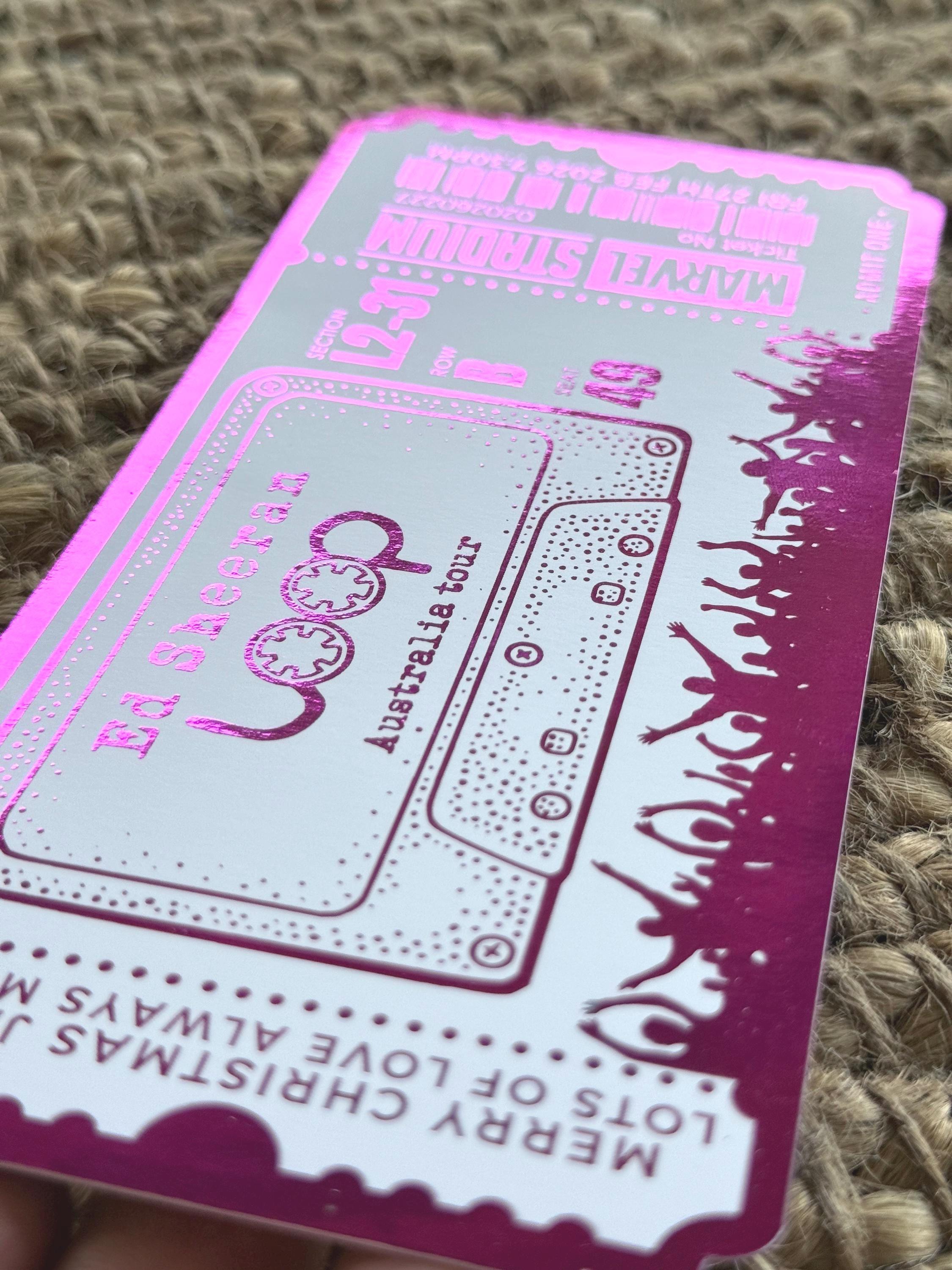 Personalised Foil Concert Ticket Ed Sheeran Loop Tour, Scrapbook
