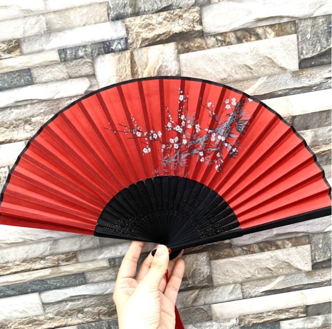 Cherry Blossom Fan Traditional Floral Cherry Blossom Crane Etsy