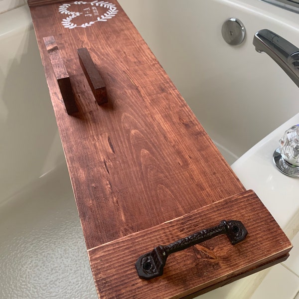 Handmade wood tub tray/bath caddy | Personalize tub tray/bath caddy/Mother's Day/Mother's Day Gift/Gift For Mom/Gift For Sister