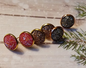 Faux druzy studs in roestvrij staal