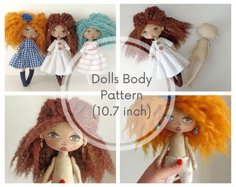 Doll pattern, body and dolls clothing , PDF pattern for 10.7 inch(27 cm) doll NOT TUTORIAL ! Only pattern