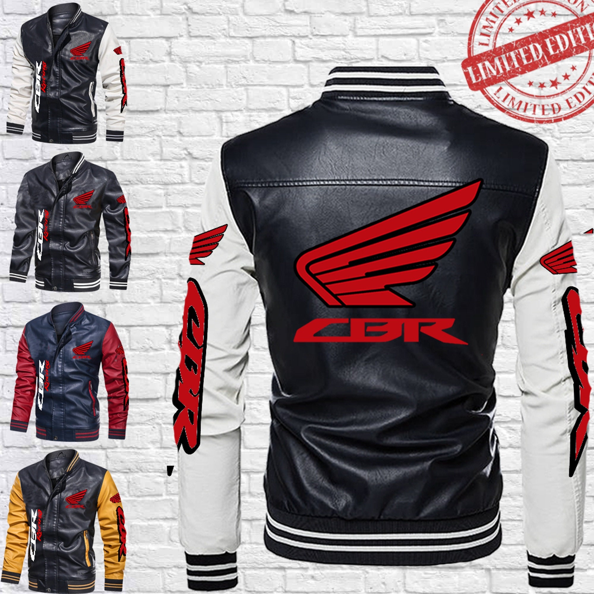 Honda CBR Bomber Leather Jacket-unisex Poly Leather Jacket | Etsy