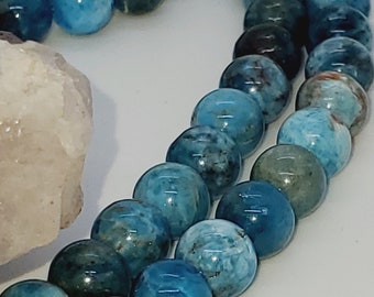 Natural Apatite Gemstone Beads , 8mm Round , 1mm Hole ,  Full strand , 15.5 Inch , Approx 46 beads , for jewelry making