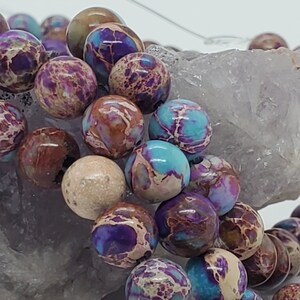 Natural Imperial Jasper Gemstone Bead Dyed (Dark), 8mm Round 1mm Hole , 15.7 Inch , Full strand , Approx 46 beads , for jewelry making