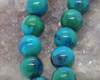 Natural Chrysocolla Dyed , 7-8mm Round Beads, 10.5 Inch, strand is Approx 33 beads, Hole 1 mm