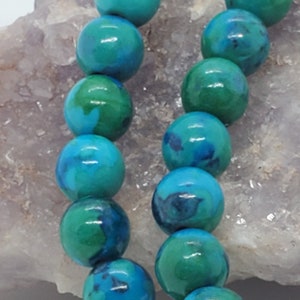 Natural Chrysocolla Dyed , 7-8mm Round Beads, 10.5 Inch, strand is Approx 33 beads, Hole 1 mm
