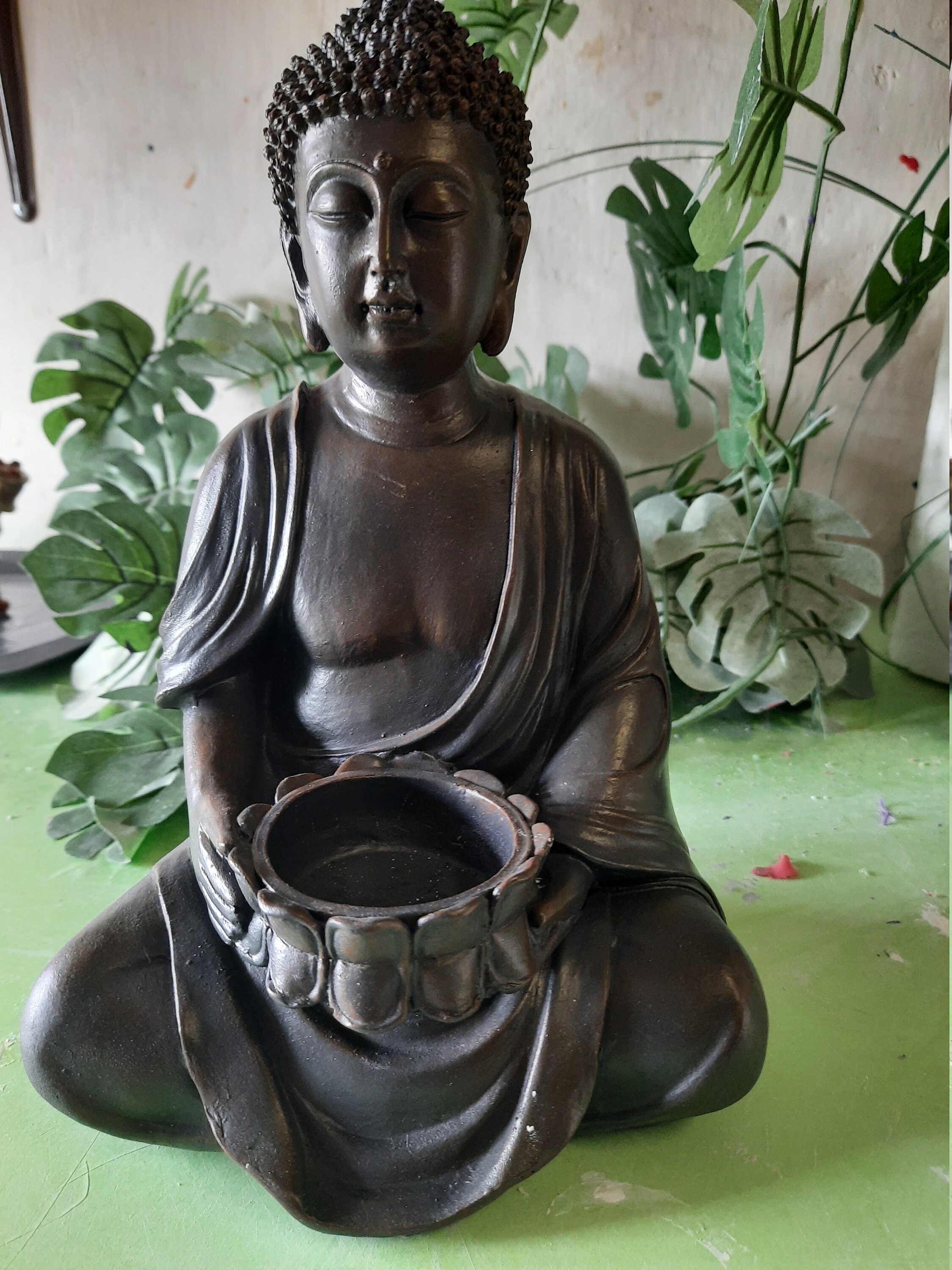 Buddha Tea Light Holder Brown Poly Height 23 Cm Feng Shui Etsy UK