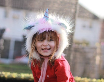 Fluffy unicorn hat | Etsy