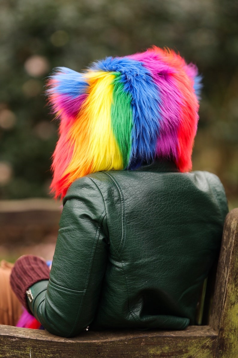 Rainbow bear hood image 2