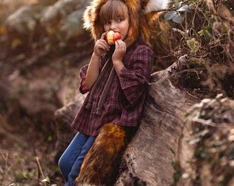 Fox style hat and tail, autumn colours