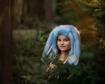 Bonnet/chapeau lapin, arc-en-ciel, rose ou bleu