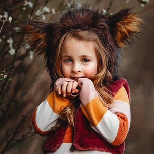 Handmade Faux Fur Wolf Hat and Tail Set.