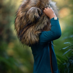 Wolf faux fur winter hat and tail image 2