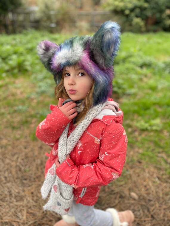 Galaxy Colours Faux Fur Fox Hat and 
