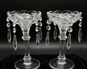 Pedestal de cristal victoriano antiguo, portavelas de columna, decoración para bodas