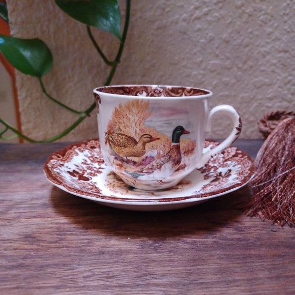 Made In England, Royal Worcester Palissy, Mallard  Duck, Birds, Game Series Tea Cup And Saucer Set, Duck Lovers, Father’s Day Gift