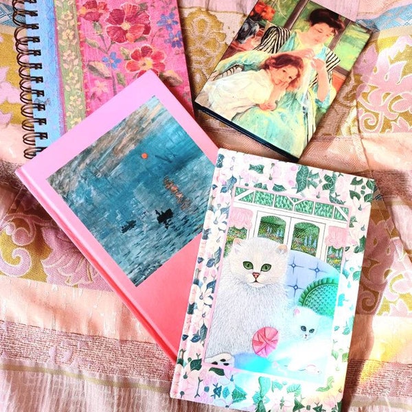 Never Used Vintage Note Books, Journal, Sketch Pad, Museum Notes, Artist Renderings Of The World’s, Cat & Kitten, Floral Prints, Note Taking
