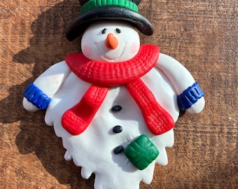 Vintage Clay Schneemann Magnet, Urlaub Kühlschrank Dekor