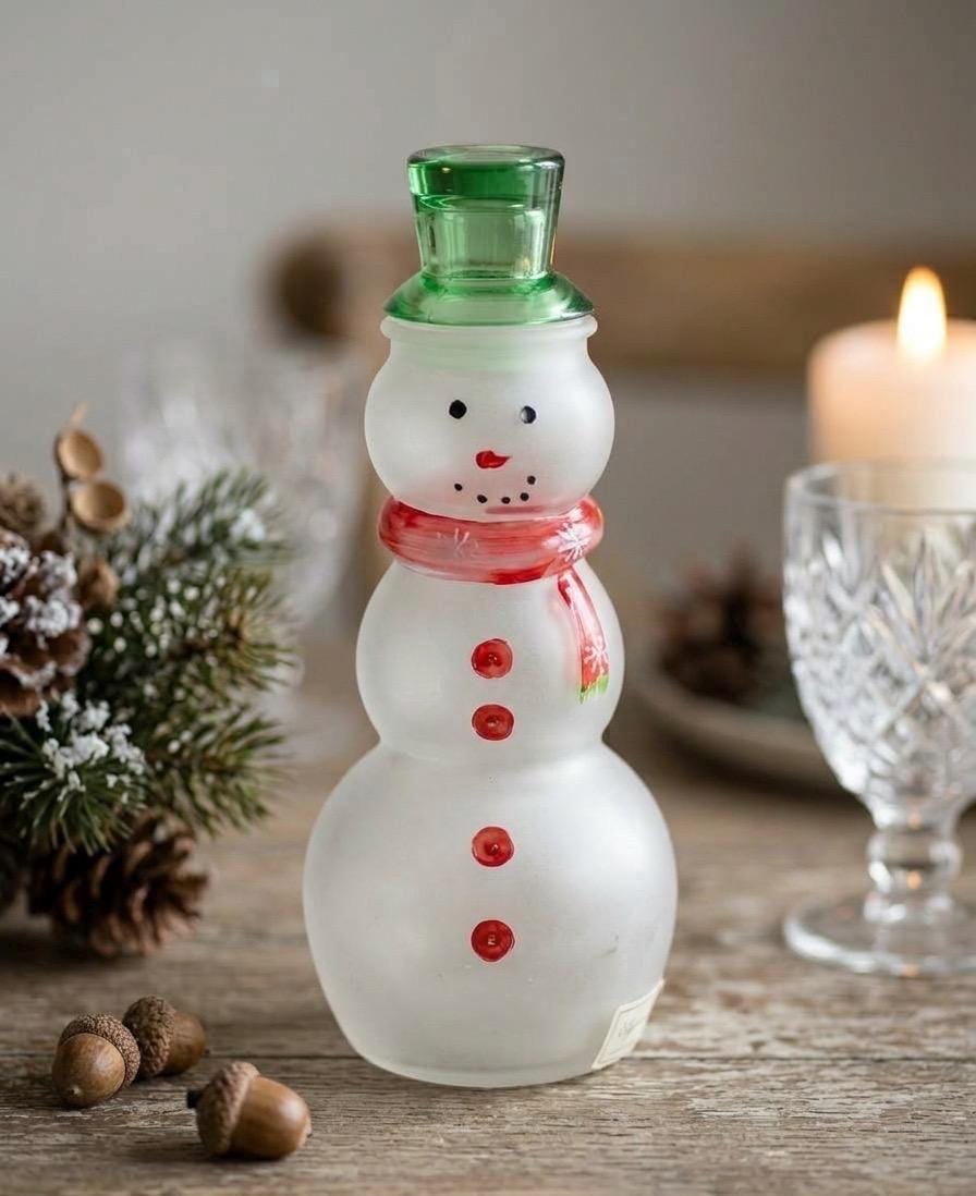 Vintage Frosted Glass Snowman - Etsy