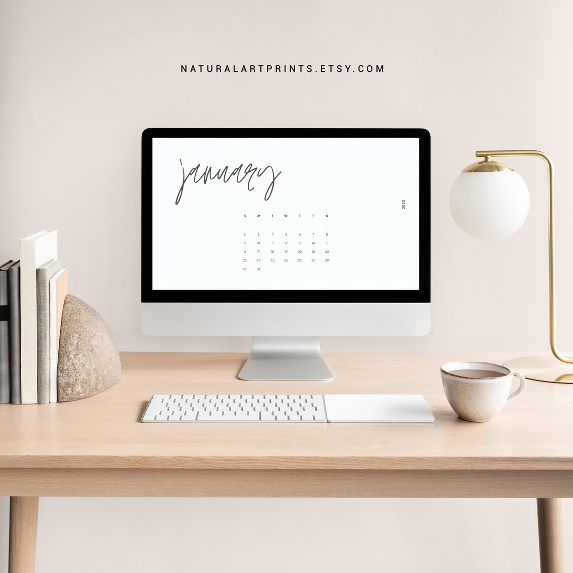 January 2022 Minimalist Calendar Desktop Background Laptop, Computer