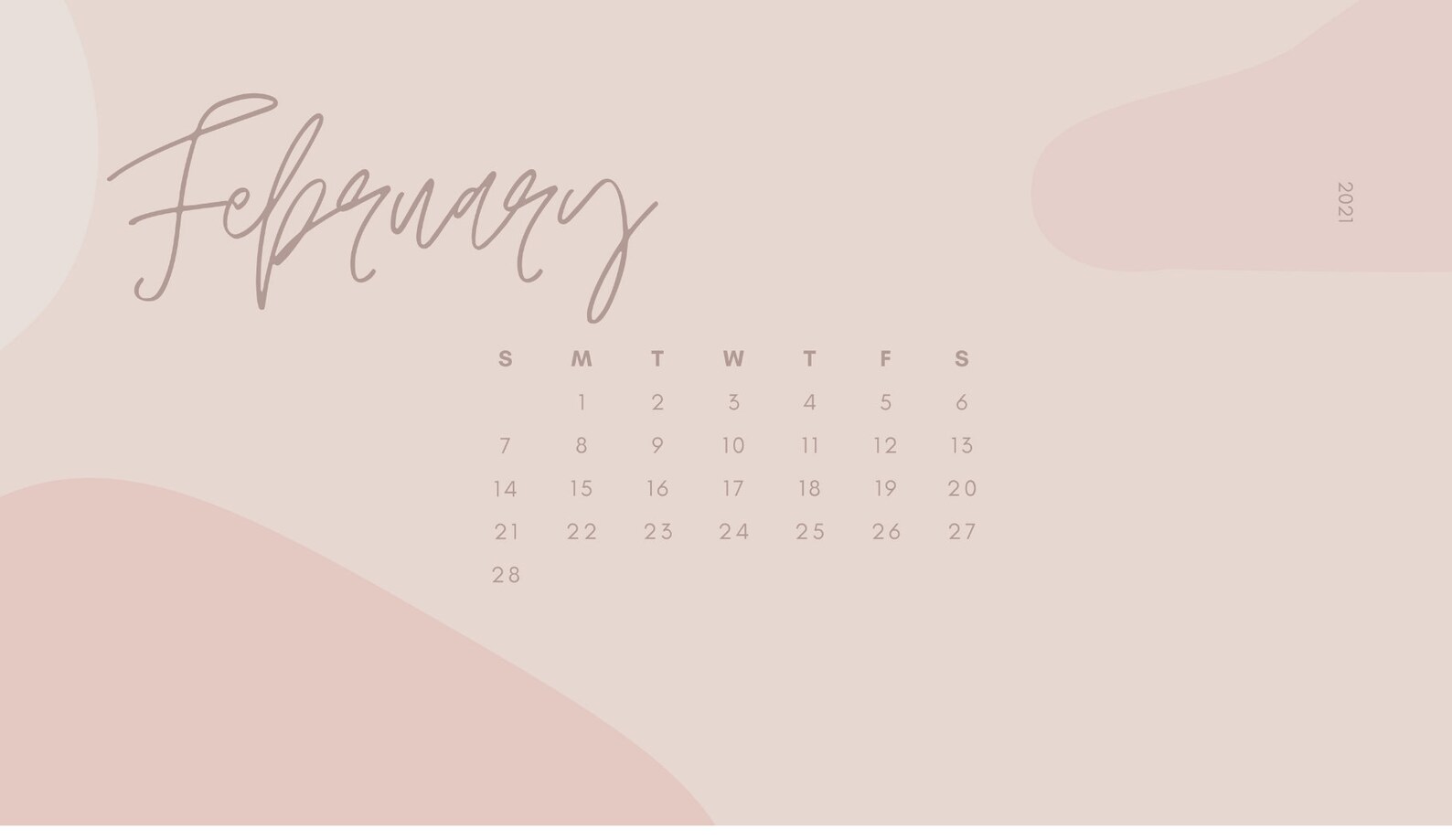 Minimalist February 2021 Desktop Calendar Computer Background | Etsy
