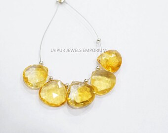 5 Pcs Classic Citrine Heart Shape Beads , Natural Citrine Heart Shape , Sold By Strand ,12x12-14x14 mm ,18JJE083