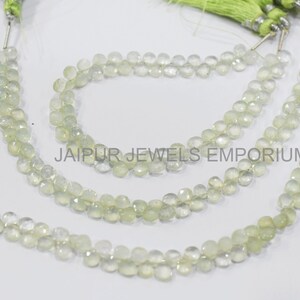 Pack of 5 Strands Prehnite Heart Shape Briolettes , Prehnite Faceted Briolettes , 4.5x4.5 mm , 7&quot;, BL4JJE945