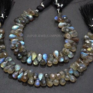 Labradorite Tear Drops Shape Beads , Labradorite Faceted Tear Drops Shape Briolettes , Sold By Strand , 6x10 - 6.5x11 mm ,8 inches ,20JJE881